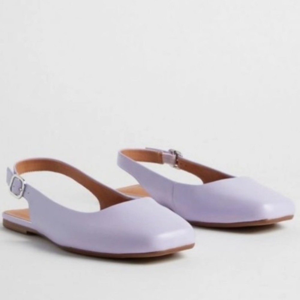 Torrid Lavender Purple Square Toe Slingback Flats Women's Size 9.5